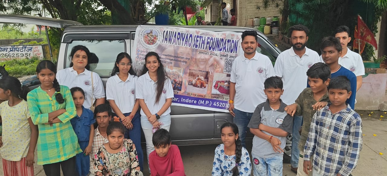 Volunteers working with children